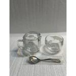 Nestle Globe Creamer Pitcher Bowl Spoon Set Glass World Map Dessert Drinkware. Fixed Price $24.99.