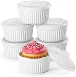 Ceramic Ramekins With Porcelain Lids, 6OZ & 8OZ, Multi-color, Microwave Safe. Fixed Price $19.99.