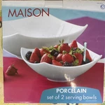 Maison Porcelain Set Of 2 Round Serving Bowls White Dishwasher Microwave Safe. Fixed Price $34.95.