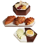 Libbey Urban Story 3-PIECE Wood And Marble Tray Bowl Entertaining Set. Fixed Price $21.99.