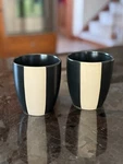 Mikasa Gourmet Basics Stoneware HA250 Bamboo Black Coffee Mugs. Fixed Price $14.95.