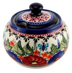 Polish Pottery 10 Oz. Sugar Bowl From Zaklady Boleslawiec In Unikat Pattern. Fixed Price $79.00.