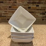 Target Threshold Porcelain Square 6 1/4 White Cereal Soup Bowls Set Of. Fixed Price $31.49.