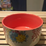 The Pioneer Woman Stoneware Floral Bowl, Glossy Red/white Multicolor, Safe. Fixed Price $15.00.