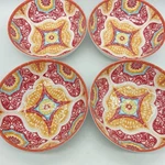 Set Of 4 Better Homes & Gardens Melamine Cereal Bowl Geometric Yellow Orange. Fixed Price $18.95.