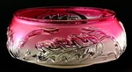 Northwood Royal Oak Glass Berry Sauce Shallow Dish Antique Frosted Rubina C1890. Fixed Price $49.99.