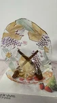 Savoir Vivre Crystal Cornucopia Oval Bowl 13" Grapes Floral Japan Decorative. Fixed Price $30.00.