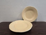 Set Of 2 Pottery Barn Emma Yellow Beaded Rim Salad Plate 9". Fixed Price $39.95.