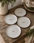 Set Of 4 Hearth & Hand Magnolia Christmas Holiday Appetizer Dessert Plates Words. Fixed Price $36.99.
