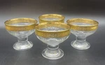 Lorren Home Clear W/ Gold Pedestal Dessert Bowls Melania Collection Set Of 4 Euc. Fixed Price $19.95.