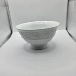 Gibson White Embossed Scroll 5" Cereal Dessert Bowl Fluted Stoneware. Fixed Price $14.95.
