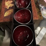 Simply Designz - 3 Organic Snack Nut Bowls Rubyred Enamel Silver Tone Metal. Fixed Price $34.95.