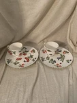 Set Of 2 Crown Staffordshire Hampton Luncheon Plate & Tea Cup Berries Ladybug. Fixed Price $29.00.