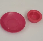 American Girl 18" Doll Cafe Bistro Pink Plate And Pet Bowl. Fixed Price $7.95.