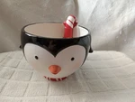 Hallmark Christmas 2007 Penguin Ceramic Treat Bowl With Candy Cane Spoon. Fixed Price $13.00.