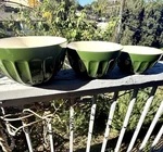 SET/3 Williams-sonoma Stoneware Green Nesting Mixing Bowls Ceramic Paneled. Fixed Price $75.00.