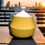 Mikasa Cera Stone Sugar Bowl D1350 Daybreak Yellow Japan 5"H Vintage Mcm Vntg. Fixed Price $8.92.