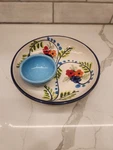 Hand Painted Chip Dip Olive Bowl Set From Ceramicas Amoru Spain 7". Fixed Price $15.40.