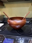 Crate & Barrel Chestnut Mango Wood Serving Bowl, Round Solid Brown 536-632. Fixed Price $30.00.