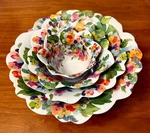 Rachel Zoe Pansy Flowers Melamine Nesting Serving Bowls Set Of 4 Good Condition. Fixed Price $21.00.