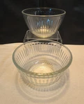 2 Discontinued Pyrex 7401-S Sculptured Clear Glass 3-CUP Vegetable Bowls 5/8". Fixed Price $14.85.
