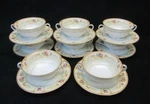 Vtg. Noritake Allure Cream Soup Bowl(s) W/ Liner(s) Pink Roses Mint Condition. Fixed Price $15.00.