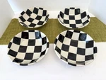 Pristine Vtg 4 Royal Stafford Chequers Soup / Coupe Bowls Mckenzie Childs Style. Fixed Price $39.95.