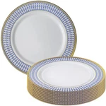 Kaya Plastic Chords Rim Appetizer/salad Plates - 7.5" In, White/blue/gold. Fixed Price $12.99.