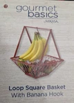 Loop Square Basket W/ Banana Hook Gourmet Basics Mikasa 12.4"LX12"WX15"H Red. Fixed Price $25.00.