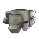 Gibson Elite Tequesta Square Reactive Glaze Stoneware Plates And Bowls Dishes.... Fixed Price $106.39.