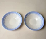 2 Martha Stewart Everyday White Blue Wavy Bands 6 " Coupe Cereal Bowls France. Fixed Price $10.00.