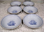 Spode Fine Stone Trade Winds Blue, Cereal Bowls, Ship George Of Salem, 6-3/8". Fixed Price $194.40.