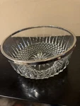 Vintage Arcorok France Cut Crystal Glass Silver Rim Salad Bowl Diamond Point. Fixed Price $10.90.
