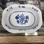 Spode England W147 Serving Bowl 93/4 Palace Garden Pattern Stone Blue Flowers. Fixed Price $19.00.