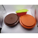 Vintage Tupperware Set 3 Round Containers Brown 1206 Orange Pink Green 2415. Fixed Price $14.24.