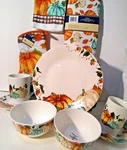 Royal Norfolk Coffee Cups Saucer Plates 8 Pcs W/thankful Kitchen Towel Mitt Matt. Fixed Price $59.99.