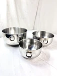 3 Farberware Mixing Bowls Nesting Batter 2 Thumb Rings Handles Stainless Steel. Fixed Price $36.99.