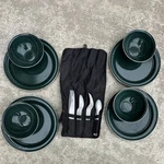 Gsi Outdoors Green Enamel Steel Camping Tableware Set For Four. Fixed Price $25.00.
