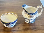 Booths Real Willow Gold Rimmed Sugar Cream Porcelain England - 2 Pc. Fixed Price $45.00.