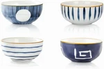 Porcelain Soup Bowls Pack Of 4 (8.5 Oz) - Creative Abstract Shape Art Design. Fixed Price $29.99.