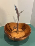 Nambe Fruit Tree Bowl Metal Banana Hanger Wooden Unique 12"X12"X15". Fixed Price $59.96.