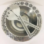 Wilton Armetale Reggae 3-PIECE Large Salad Bowl Set Includes Servers 14.75-INCH. Fixed Price $84.94.