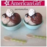 American Girl Ice Cream Sundae Bowl Set Spoon Pizza Party Diner Bistro Dessert. Fixed Price $14.95.