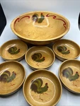 Vintage Rio Grande Woodenware Salad & Bowls X6 Rooster Chicks Mcm. Fixed Price $67.99.
