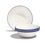 Made Cookware Set Of 4 Side Bowls White With Navy Rim Porcelain England. Fixed Price $125.29.