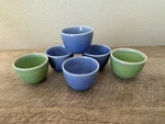 Salt Pinch Bowls Egg Cups Blue Green Ceramic Set Of 6. Fixed Price $22.00.