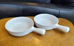 Crate & Barrel Grab Soup Bowls Handle Set Of 2 Au Gratin Dish White Ceramic. Fixed Price $15.25.