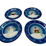 Certified International Snowman Blue Snowflake Soup Cereal Bowls Set Of 4 Winter. Fixed Price $38.99.