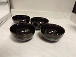 Set Of 4 Jaclyn Smith Today Bowls Black And Navy, Top Rims With Crinkle Design. Fixed Price $27.50.