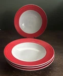 Williams Sonoma Newport Red 9" Bowls Set Of 4 Rim White Center. Fixed Price $31.49.